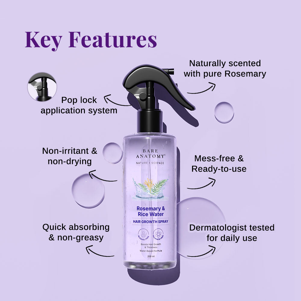 Rosemary & Rice Water Hair Growth Spray for Strong Hair