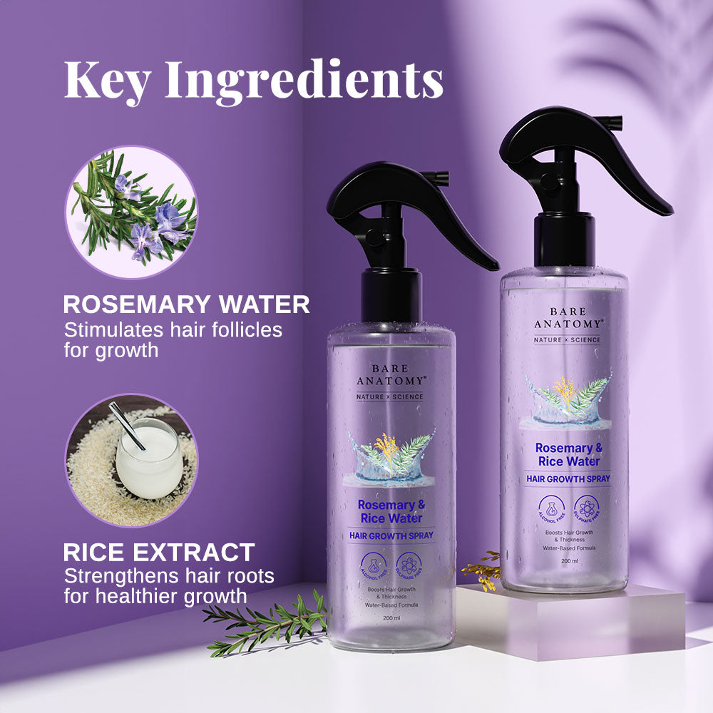 Rosemary & Rice Water Hair Growth Spray for Strong Hair