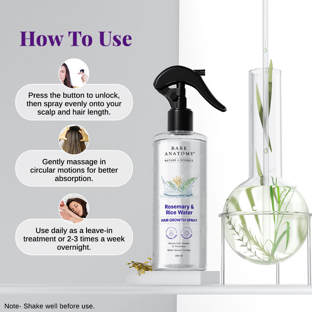 Rosemary & Rice Water Hair Growth Spray for Strong Hair